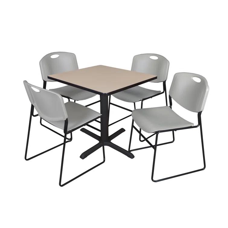 Regency Regency Cain Square X-Base Breakroom Table & 4 Zeng Stack Chairs