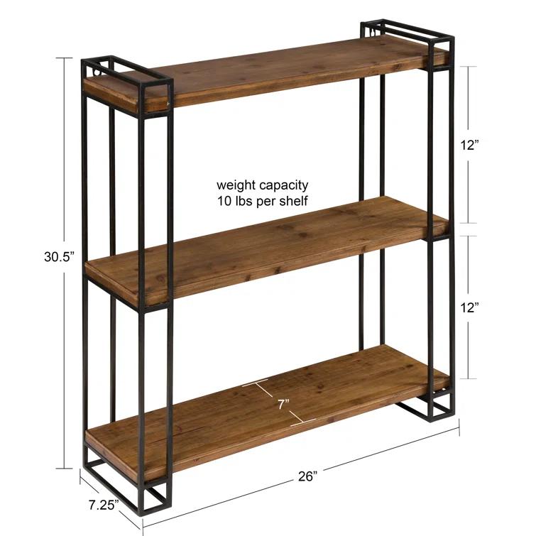 Burchill 3 Piece Pine Floating Shelf