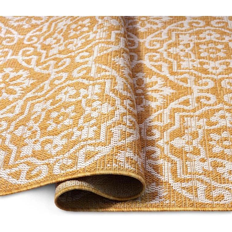 Nicole Miller New York Patio Country Danica Geometric Indoor/Outdoor Area Rug, Yellow/White