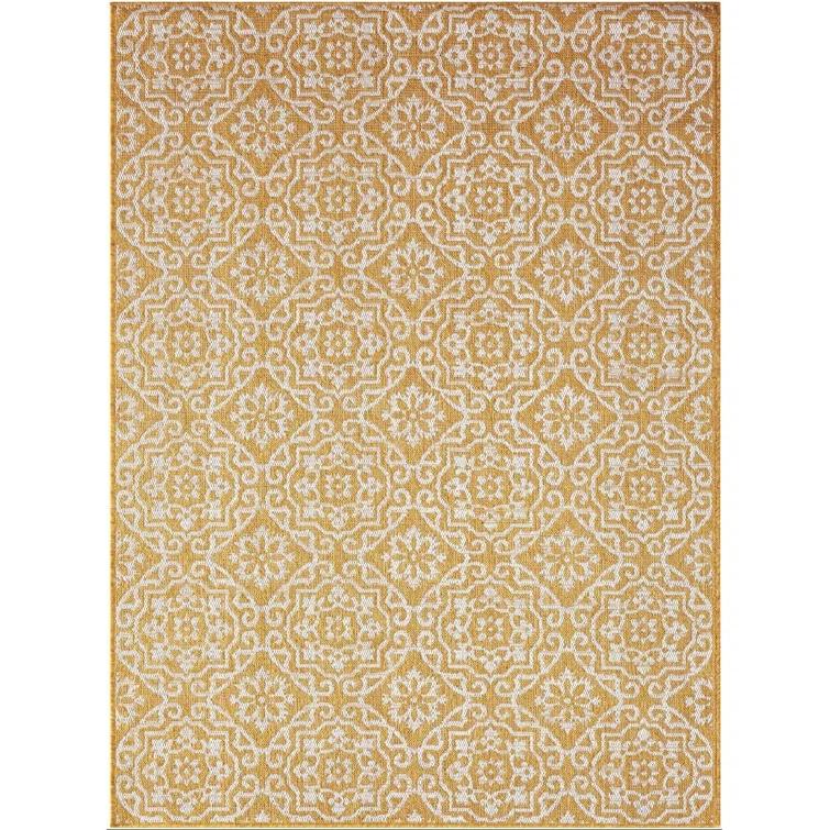 Nicole Miller New York Patio Country Danica Geometric Indoor/Outdoor Area Rug, Yellow/White