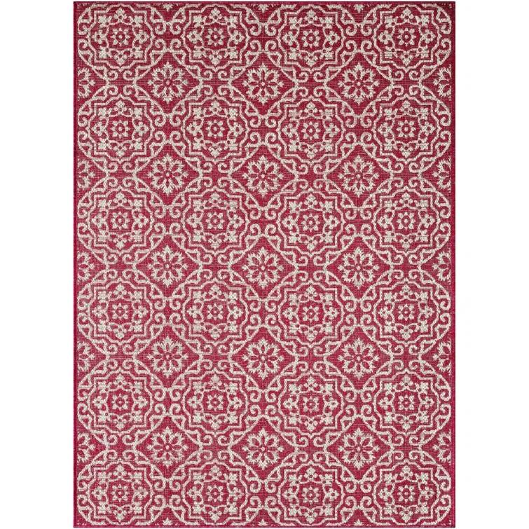 Nicole Miller New York Patio Country Danica Geometric Indoor/Outdoor Area Rug, Pink/Ivory