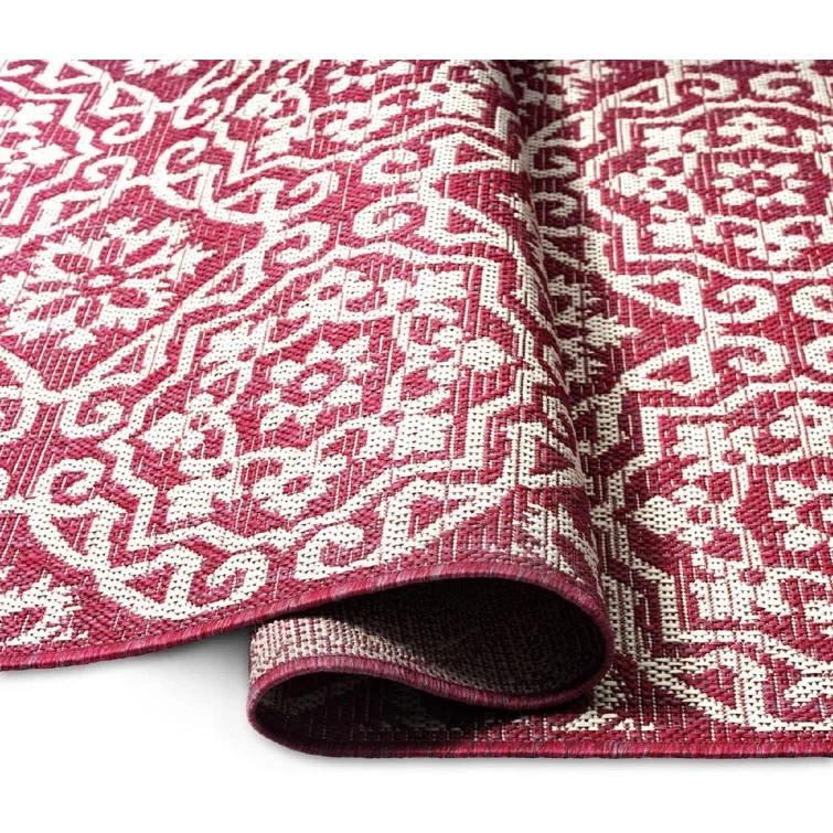 Nicole Miller New York Patio Country Danica Geometric Indoor/Outdoor Area Rug, Pink/Ivory