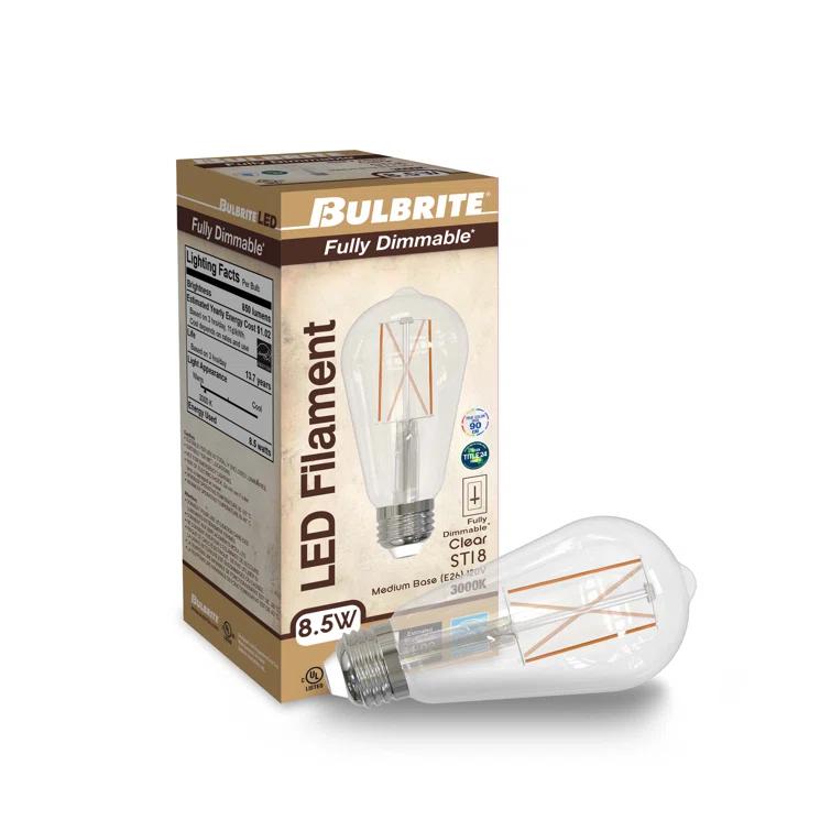 Bulbrite Industries 861424 60 Watt Equivalent ST18 E26/Medium (Standard) Dimmable 3000K LED Bulb (Set of 2)