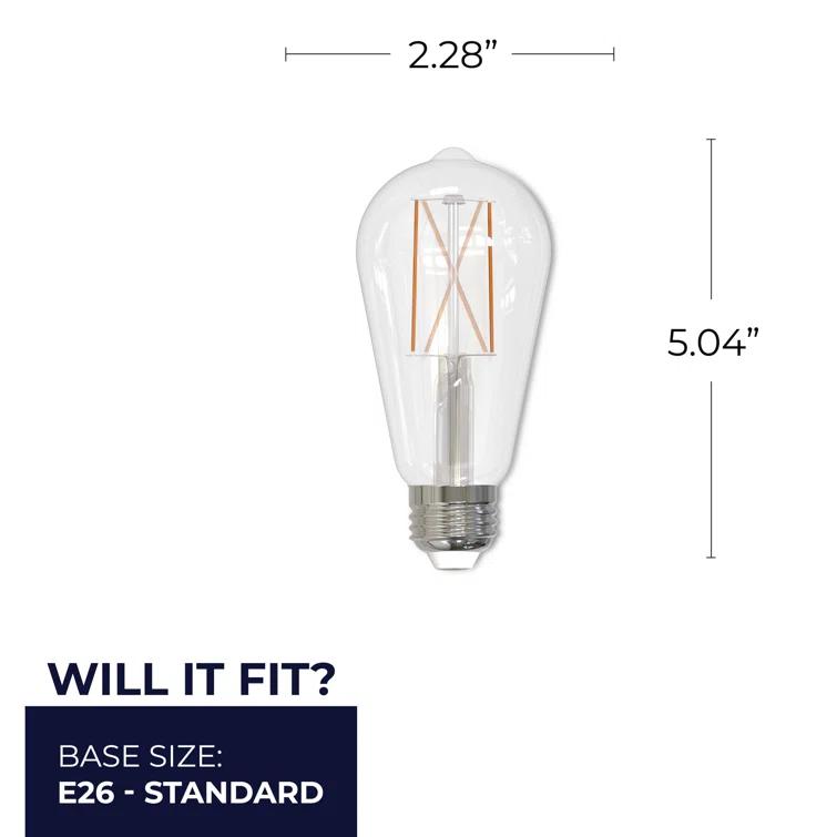 Bulbrite Industries 861424 60 Watt Equivalent ST18 E26/Medium (Standard) Dimmable 3000K LED Bulb (Set of 2)