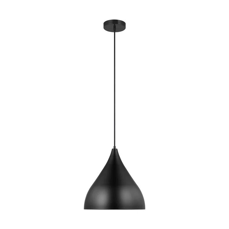 Midnight Black 14" Glass Pendant Light with Steel Shade