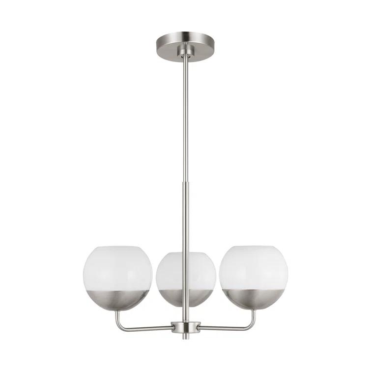 Brushed Nickel 3-Light Chandelier with Milk Glass Shades