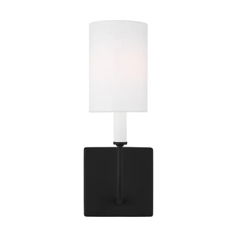 Midnight Black and White Linen Wall Sconce