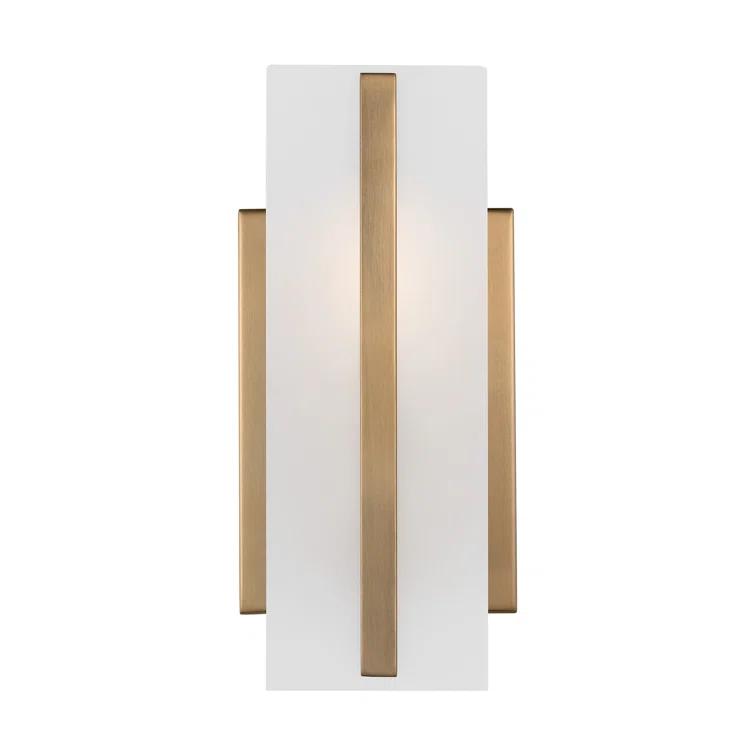 Satin Brass One-Light Vanity Sconce with Etched Glass