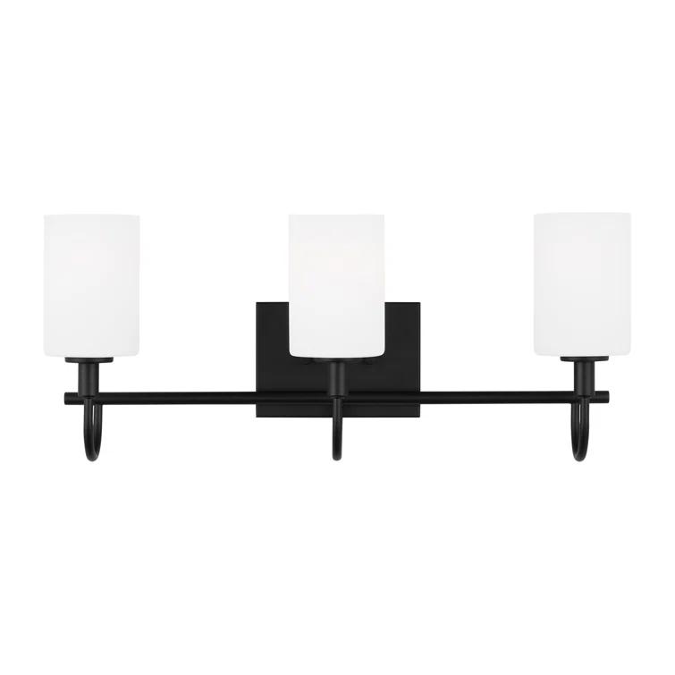 Midnight Black Oak Moore 3-Light Vanity with Etched White Glass