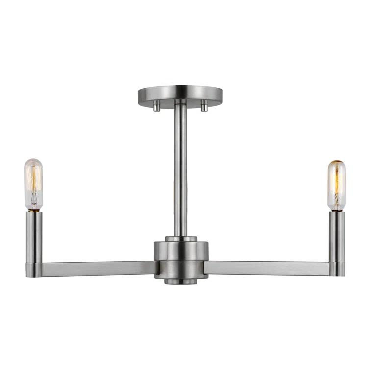 Fullton Brushed Nickel 3-Light Contemporary Semi-Flush Mount