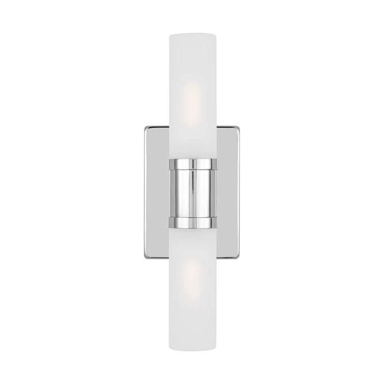 Keaton Chrome 2-Light Dimmable Bath Vanity with Satin Etched Glass