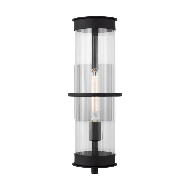 Alcona Black Bronze Outdoor Wall Lantern with Clear Fluted Glass