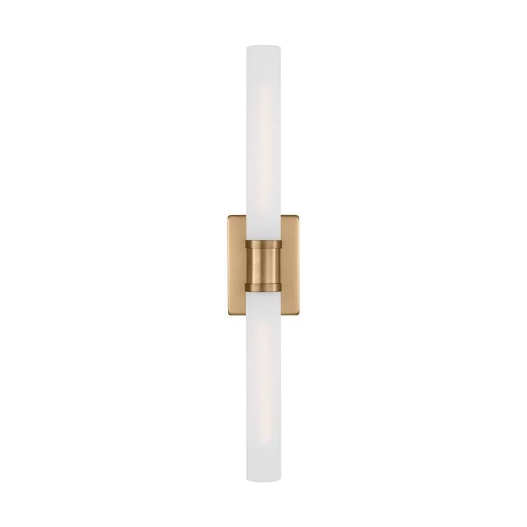 Satin Brass 2-Light Dimmable Vanity Light with Frosted Glass