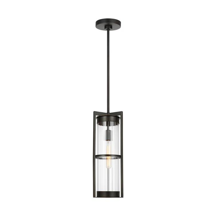 Antique Bronze 61.5" Outdoor Pendant with Clear Fluted Glass Shade
