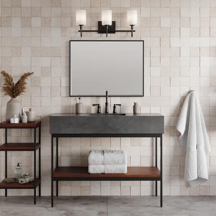 Midnight Black Oak Moore 3-Light Vanity with Etched White Glass