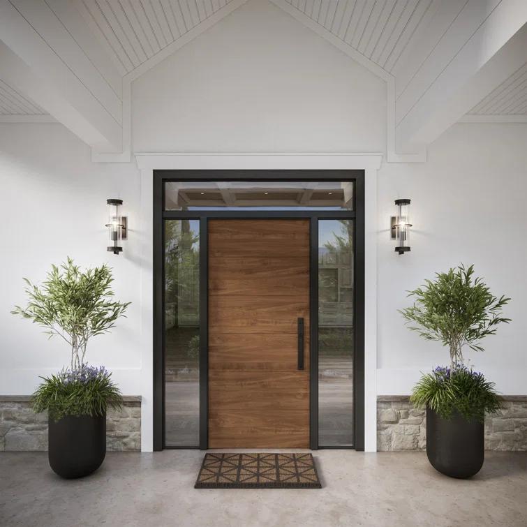 Alcona Black Bronze Outdoor Wall Lantern with Clear Fluted Glass