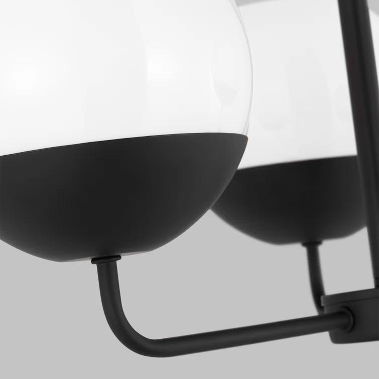Midnight Black Steel Chandelier with Milk Glass Shades