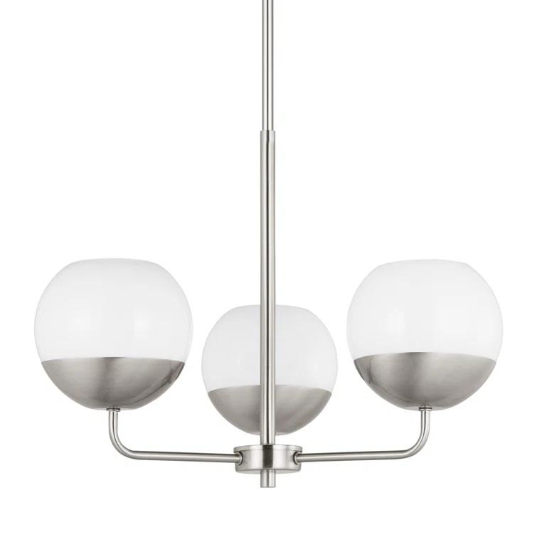 Brushed Nickel 3-Light Chandelier with Milk Glass Shades