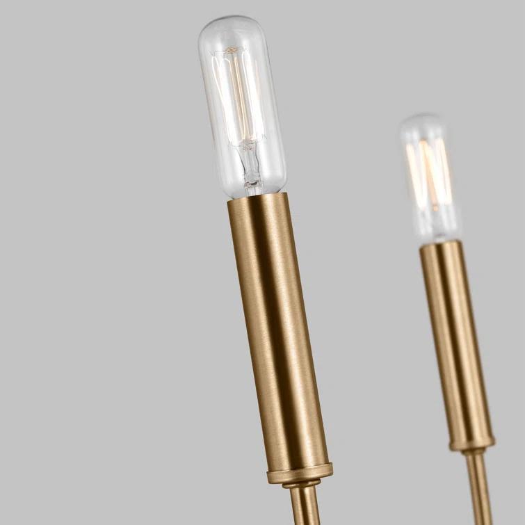 Elegant Satin Brass 5-Light Chandelier with Clear Silver Accents