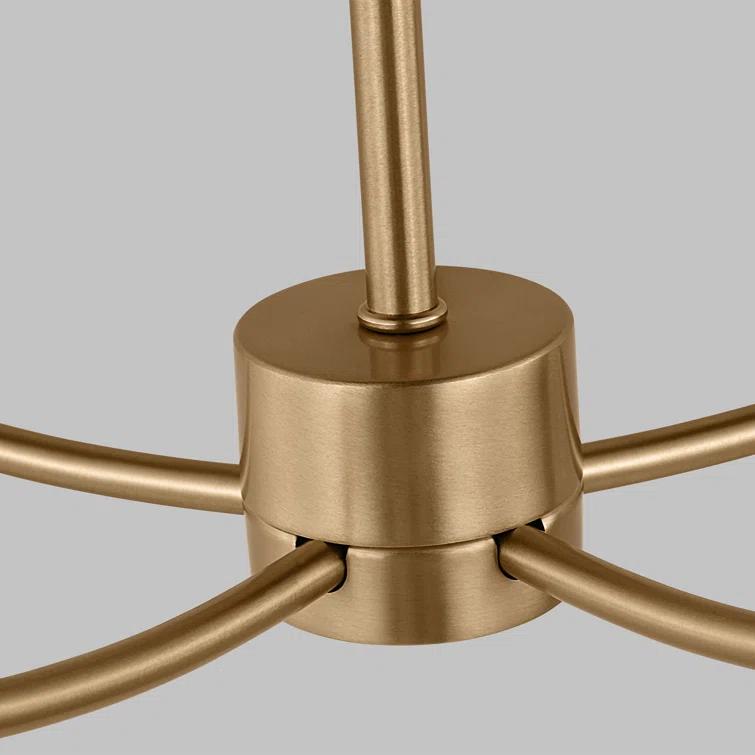 Elegant Satin Brass 5-Light Chandelier with Clear Silver Accents