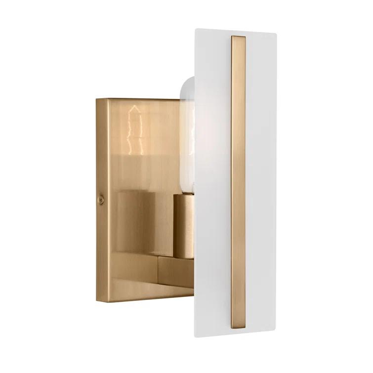 Satin Brass One-Light Vanity Sconce with Etched Glass