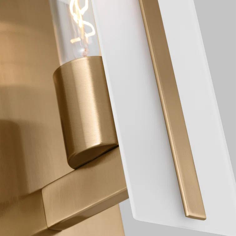 Satin Brass One-Light Vanity Sconce with Etched Glass