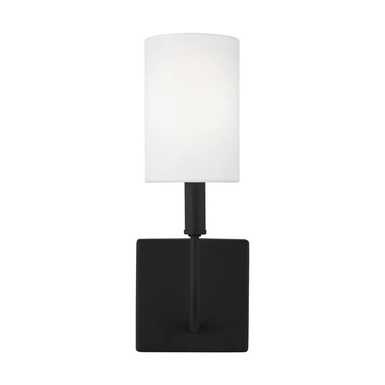 Midnight Black and White Linen Wall Sconce