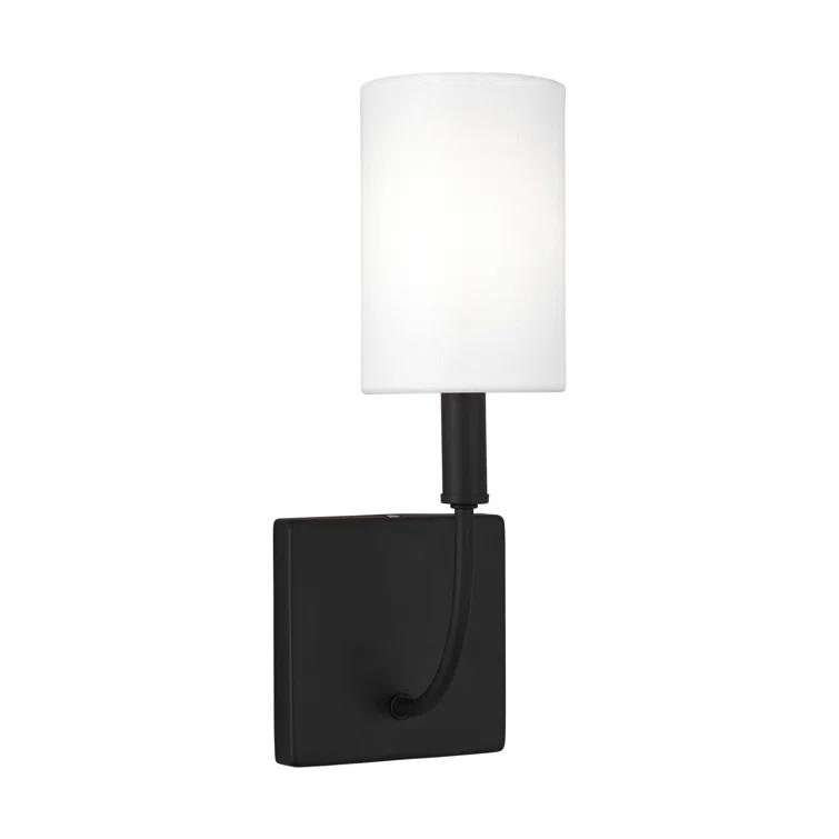 Midnight Black and White Linen Wall Sconce
