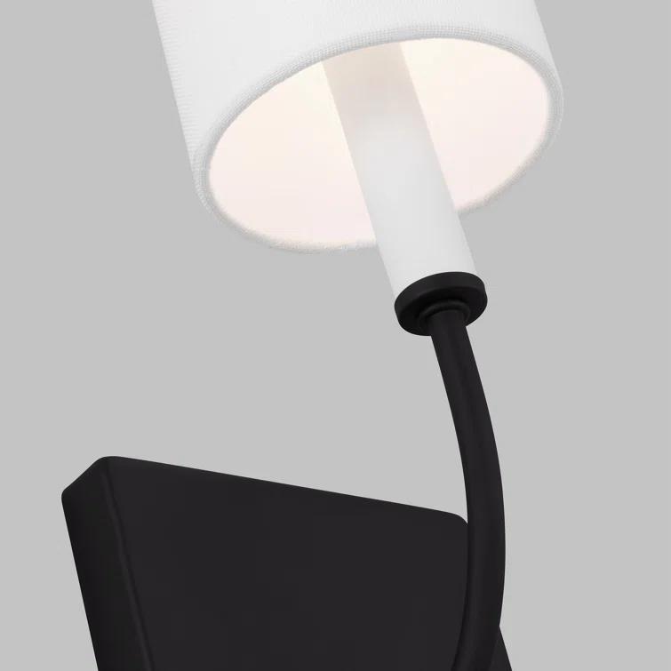 Midnight Black and White Linen Wall Sconce