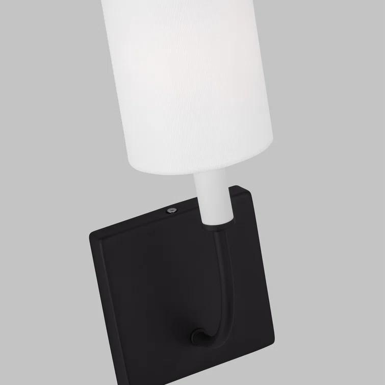 Midnight Black and White Linen Wall Sconce