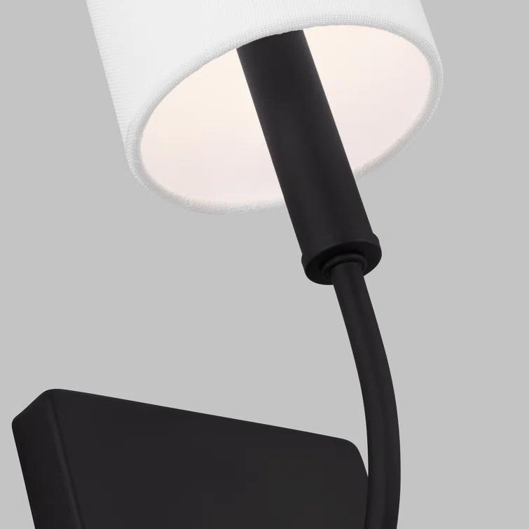 Midnight Black and White Linen Wall Sconce