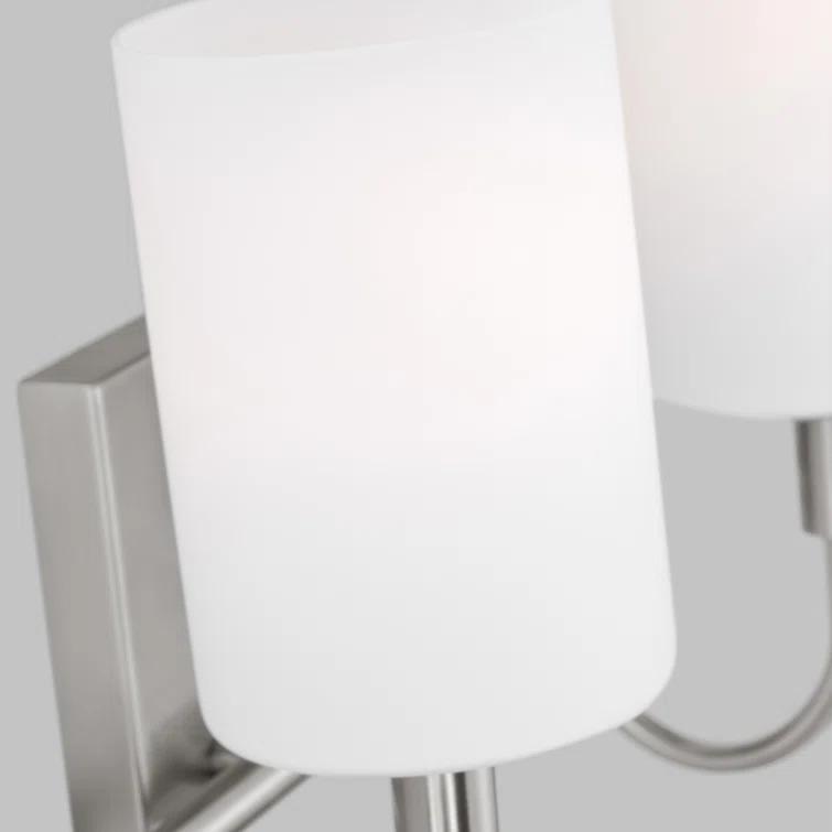Oak Moore 13.875" Brushed Nickel 2-Light Bath Vanity with Etched Glass