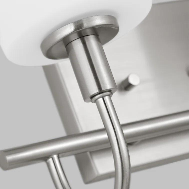 Oak Moore 13.875" Brushed Nickel 2-Light Bath Vanity with Etched Glass