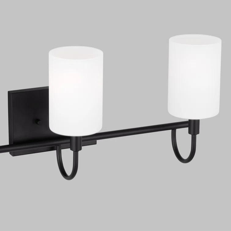 Midnight Black Oak Moore 3-Light Vanity with Etched White Glass