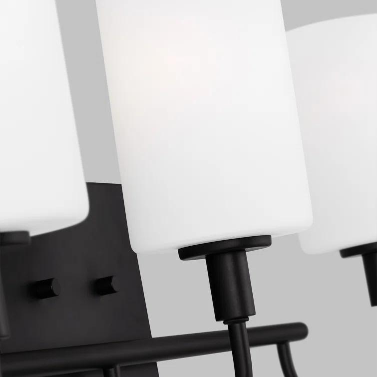 Midnight Black Oak Moore 3-Light Vanity with Etched White Glass