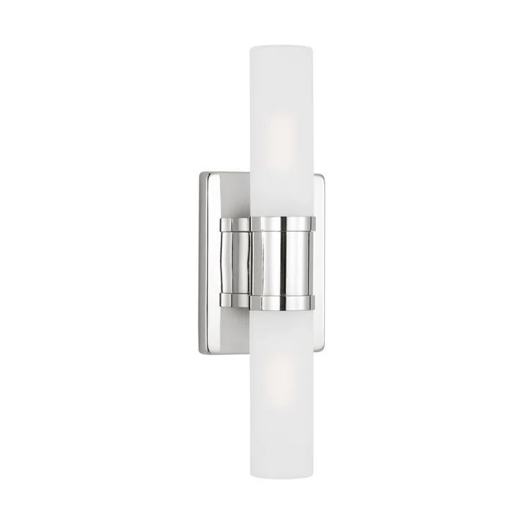 Keaton Chrome 2-Light Dimmable Bath Vanity with Satin Etched Glass