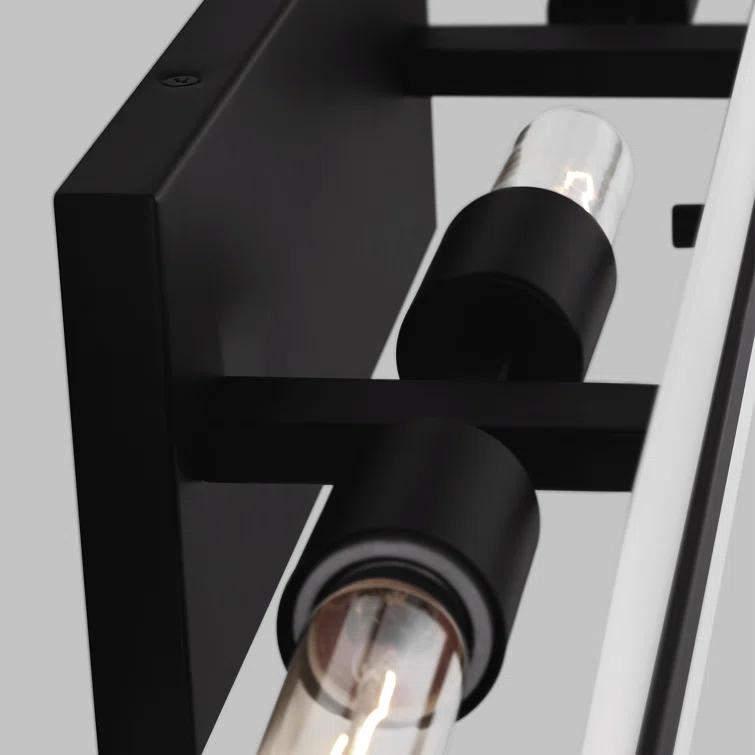 Midnight Black Satin Etched Glass 3-Light Vanity Fixture