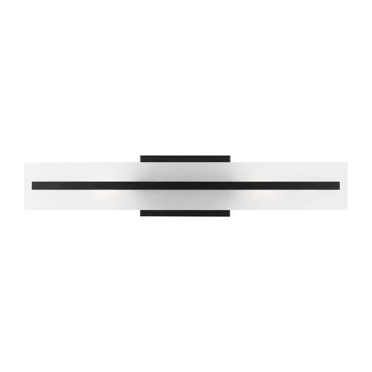 Midnight Black Steel 24" Bath Vanity Light with Satin Etched Glass Shades
