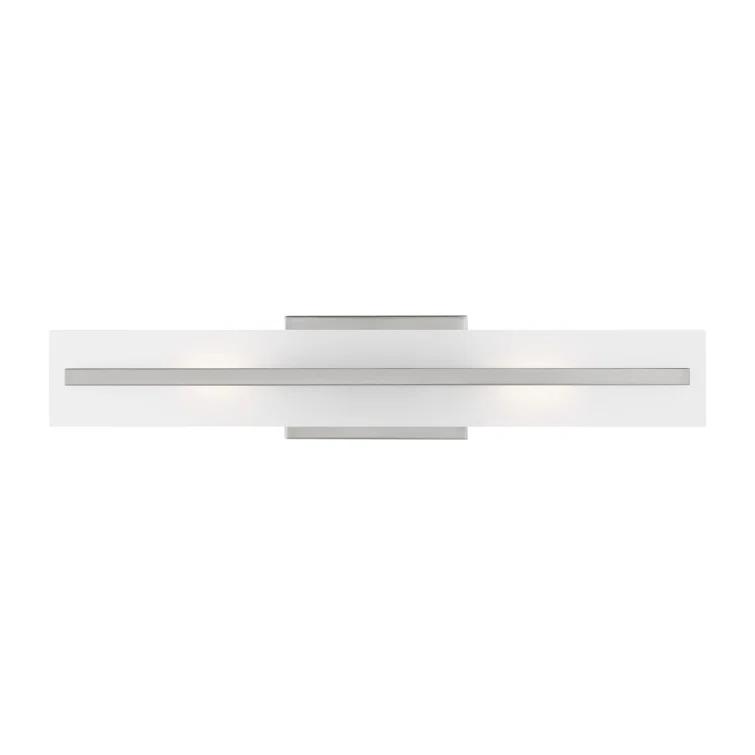 Modern Brushed Nickel 2-Light Bath Vanity with Satin Etched Glass
