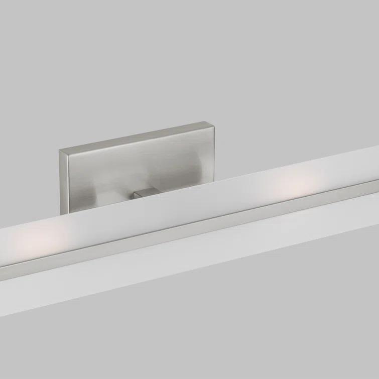 Modern Brushed Nickel 2-Light Bath Vanity with Satin Etched Glass
