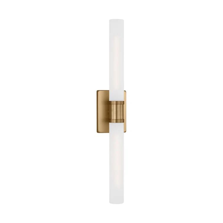 Satin Brass 2-Light Dimmable Vanity Light with Frosted Glass