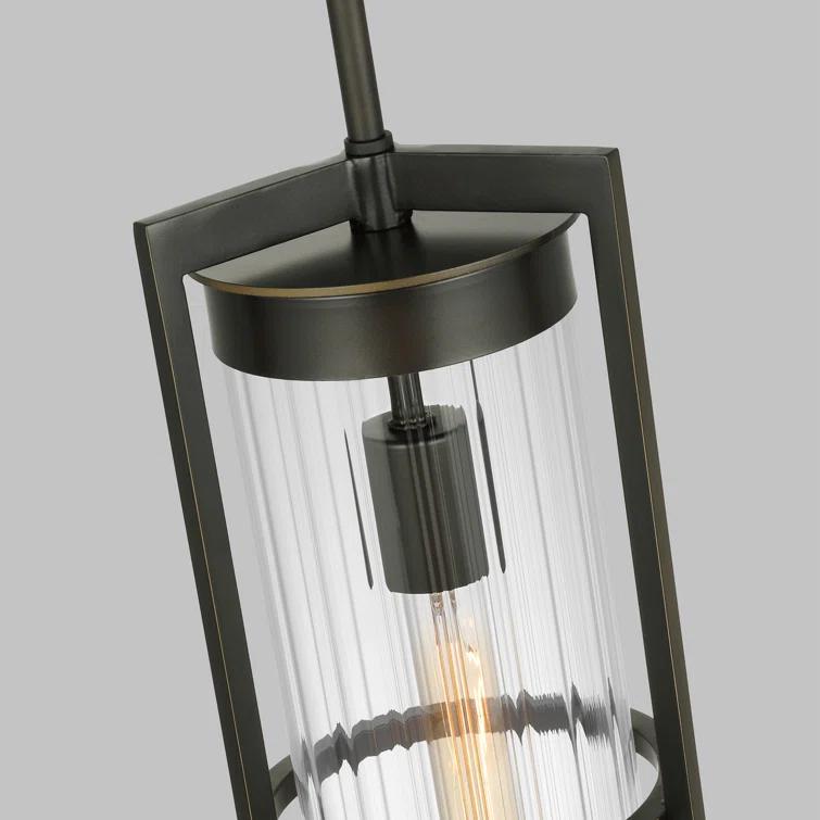 Antique Bronze 61.5" Outdoor Pendant with Clear Fluted Glass Shade