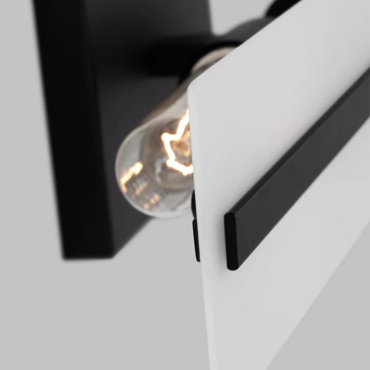 Midnight Black Steel 24" Bath Vanity Light with Satin Etched Glass Shades