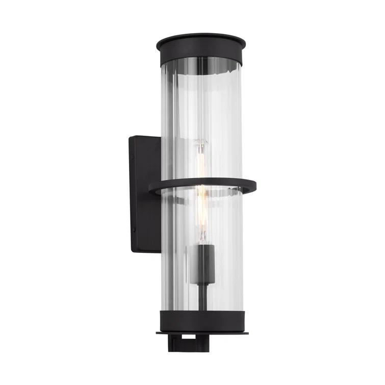 Alcona Black Bronze Outdoor Wall Lantern with Clear Fluted Glass