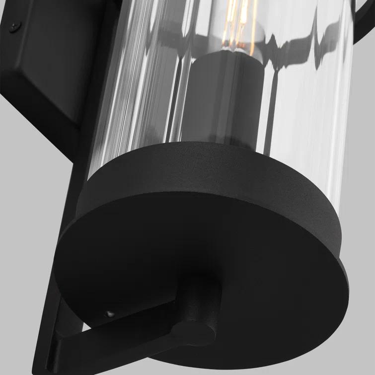 Alcona Black Bronze Outdoor Wall Lantern with Clear Fluted Glass