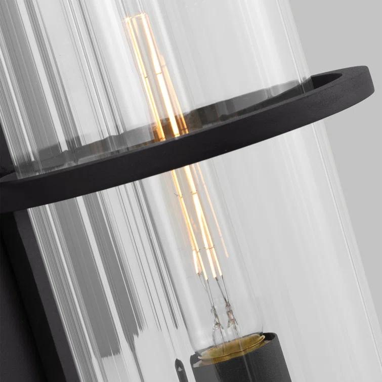 Alcona Black Bronze Outdoor Wall Lantern with Clear Fluted Glass