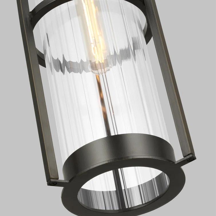 Antique Bronze 61.5" Outdoor Pendant with Clear Fluted Glass Shade
