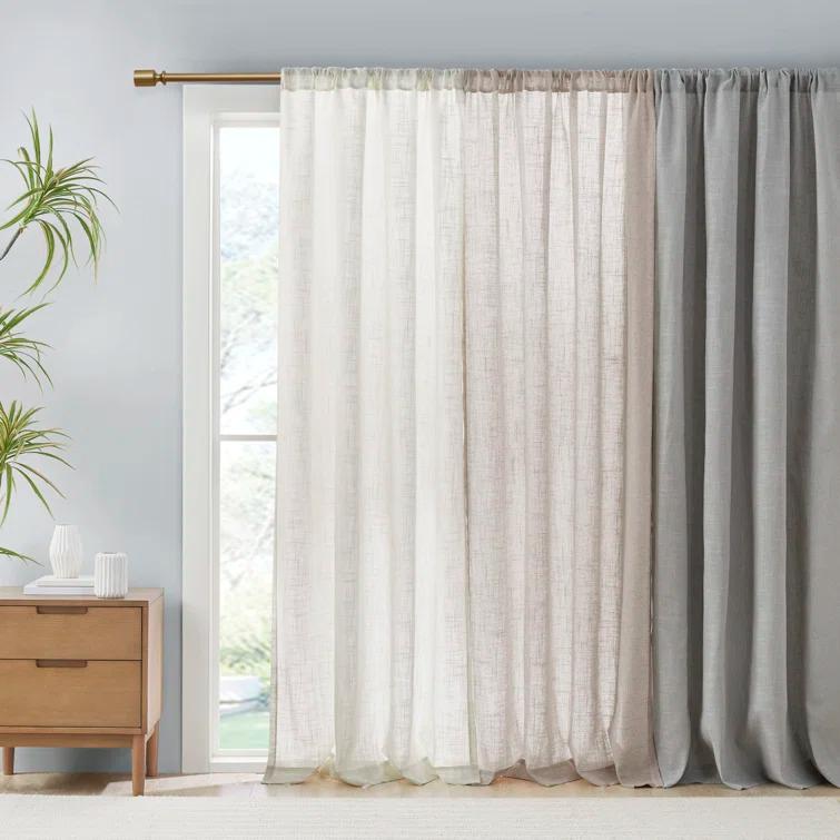 Madison Park Kyler White Linen Blend Light Filtering Curtain Panel Pair 52x84" (Set of 2)