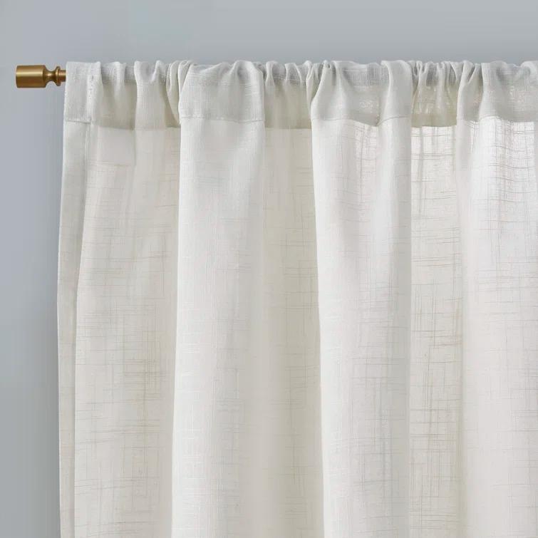 Madison Park Kyler White Linen Blend Light Filtering Curtain Panel Pair 52x84" (Set of 2)