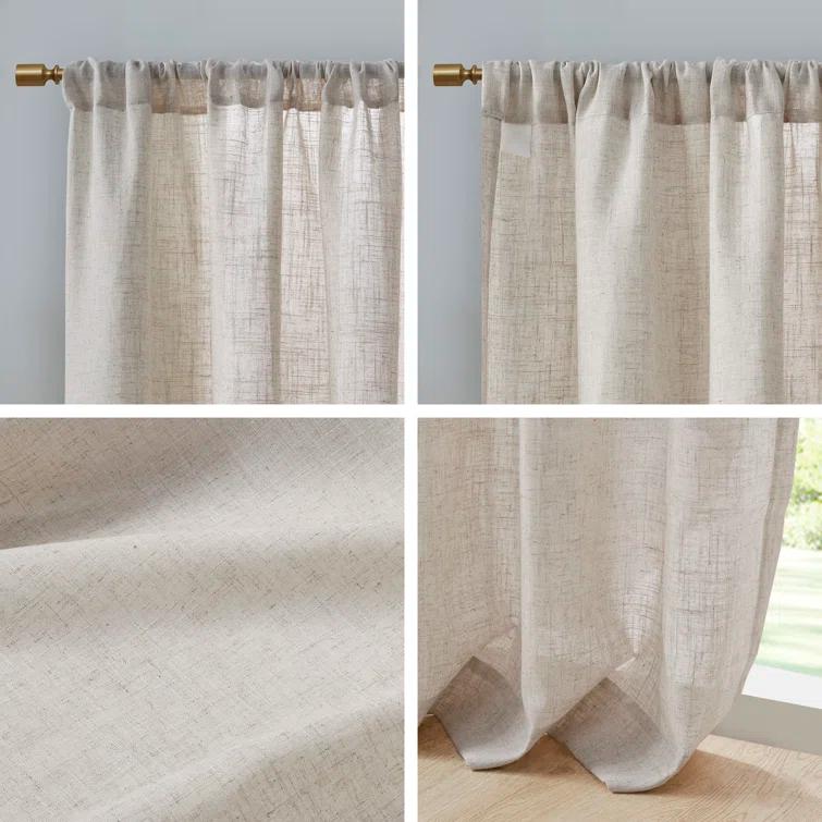 Madison Park Kyler Natural Linen Blend Light Filtering Curtain Panel Pair 52x84" (Set of 2)